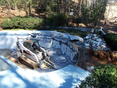 Swimming Pool Demolition in progress